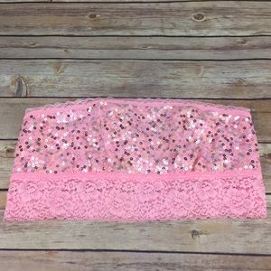 NWT PINK VS Sparkly Pink Bandeau szM
